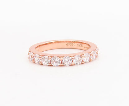 925 Sterling Silver Vintage Ring Rose Gold Plated Topaz 4 Ring Set Sz 7  RG29230