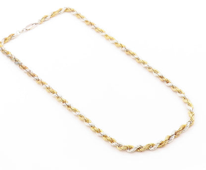 925 Sterling Silver Vintage Necklace Gold Plated Interwind Twisted Rope  NE4548