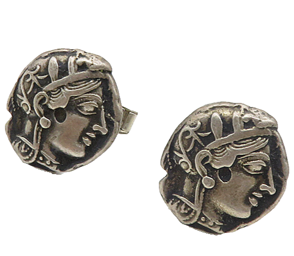 925 Sterling Silver  Vintage Greek Roman Royal Figure Cuff Links  TR1530