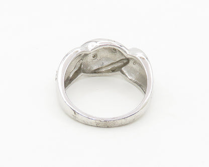 925 Sterling Silver  Shiny Polished Genuine Diamonds Band Ring Sz 7  RG18385
