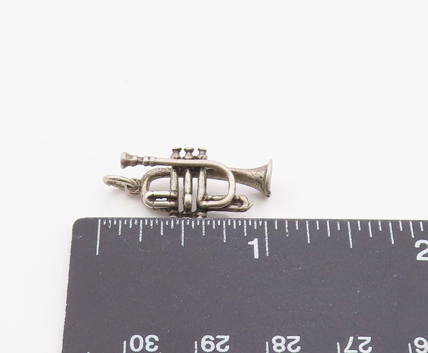 925 Sterling Silver Vintage Pendant 3D Trumpet Musical Instrument Charm  PT26309