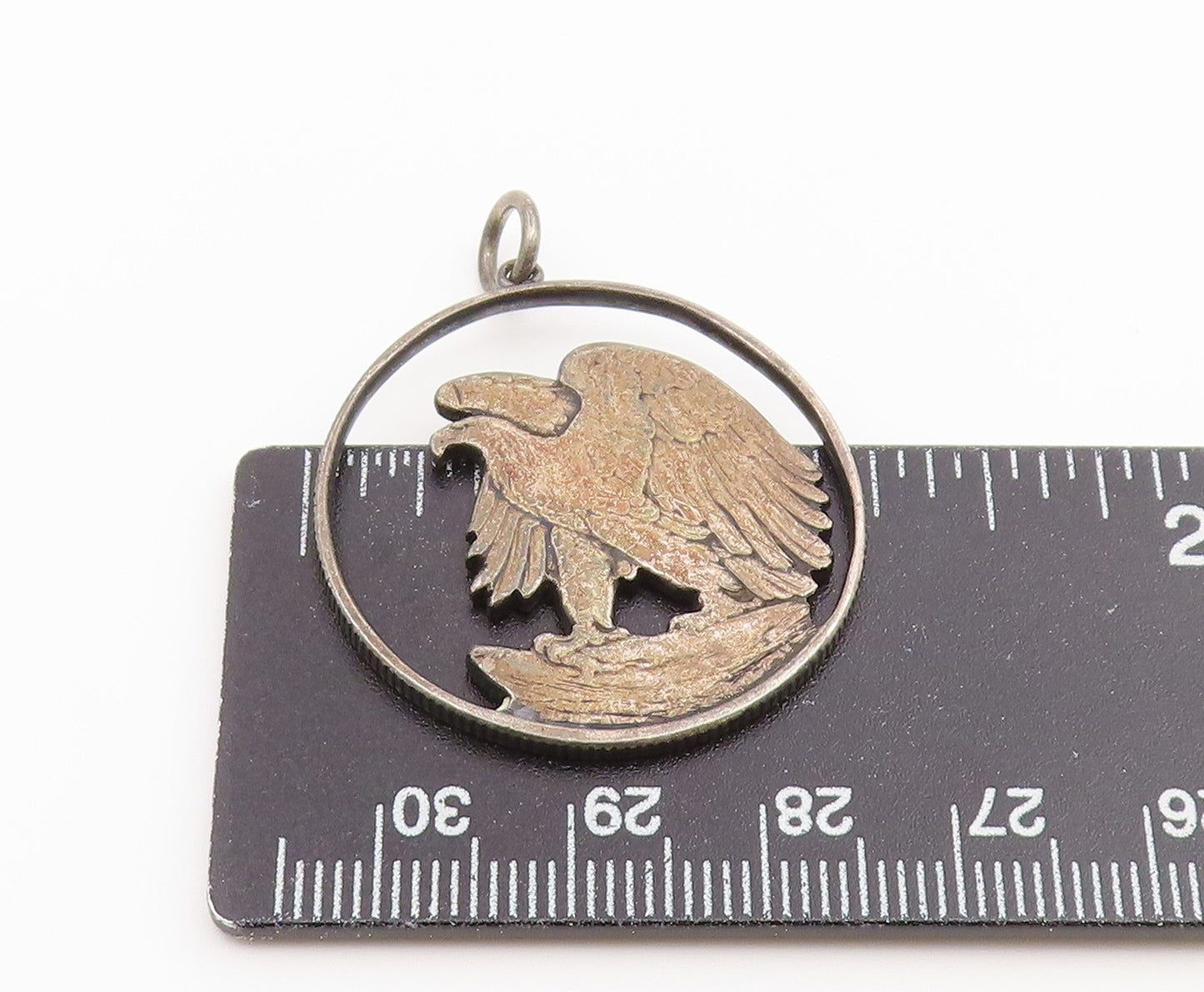 925 Sterling Silver Vintage Pendant American Eagle Coin Cutout Charm  PT26570