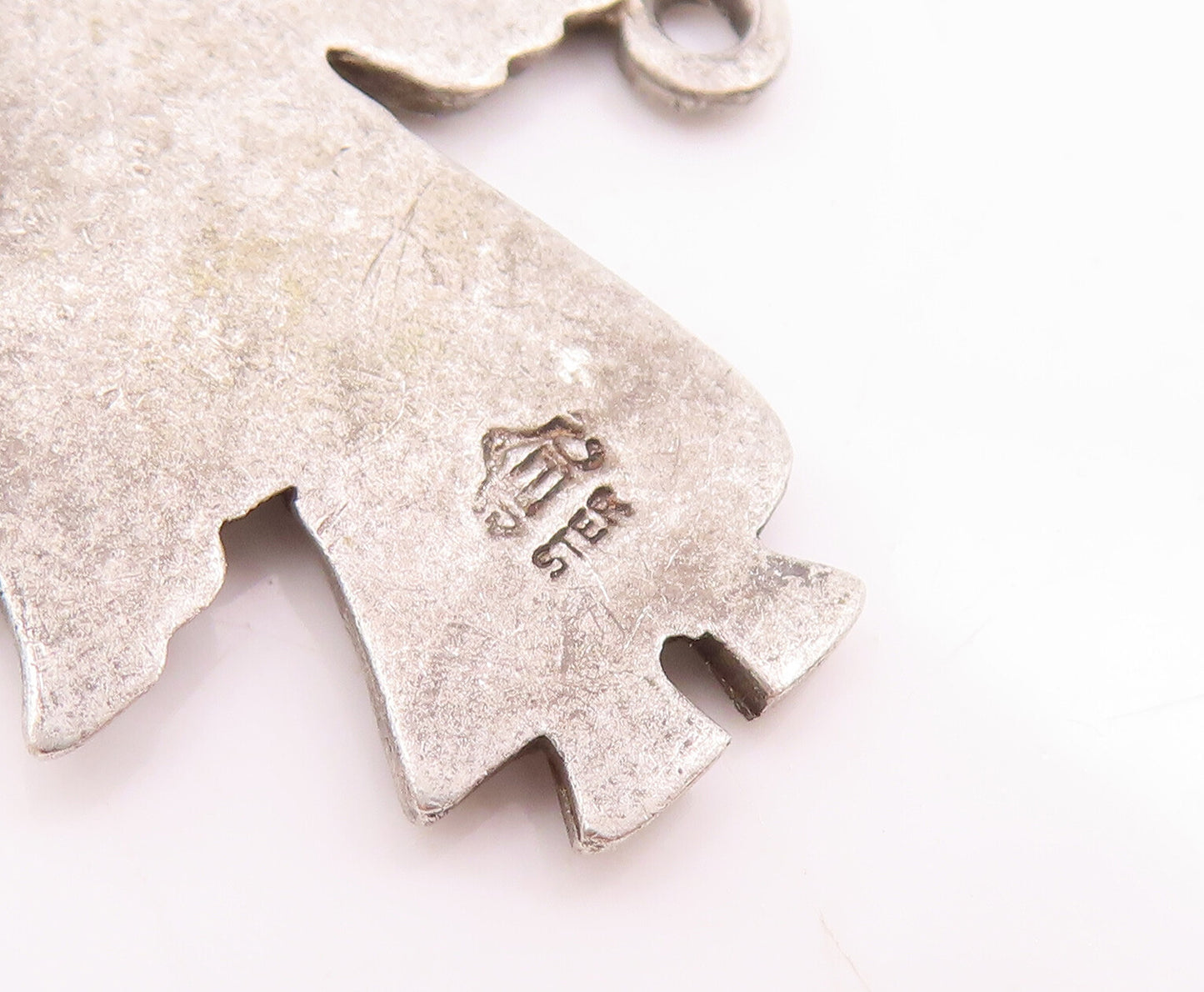 925 Sterling Silver Vintage Pendant Solid Carved Happy Angle With Wings  PT22879