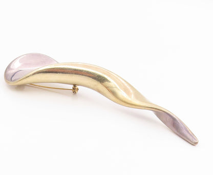DESIGNER 925 Sterling Silver Vintage Shiny Two Tone Twist Brooch Pin  BP4047