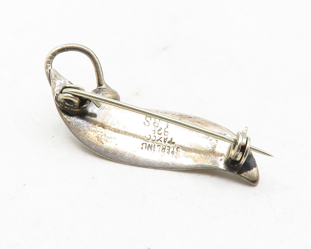 TAXCO MEXICO 925 Silver  Vintage Oxidized Floral Leaf Brooch Pin  BP4557