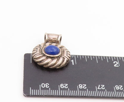925 Sterling Silver Vintage Pendant Oval Cabochon Lapis Lazuli Charm   PT25630