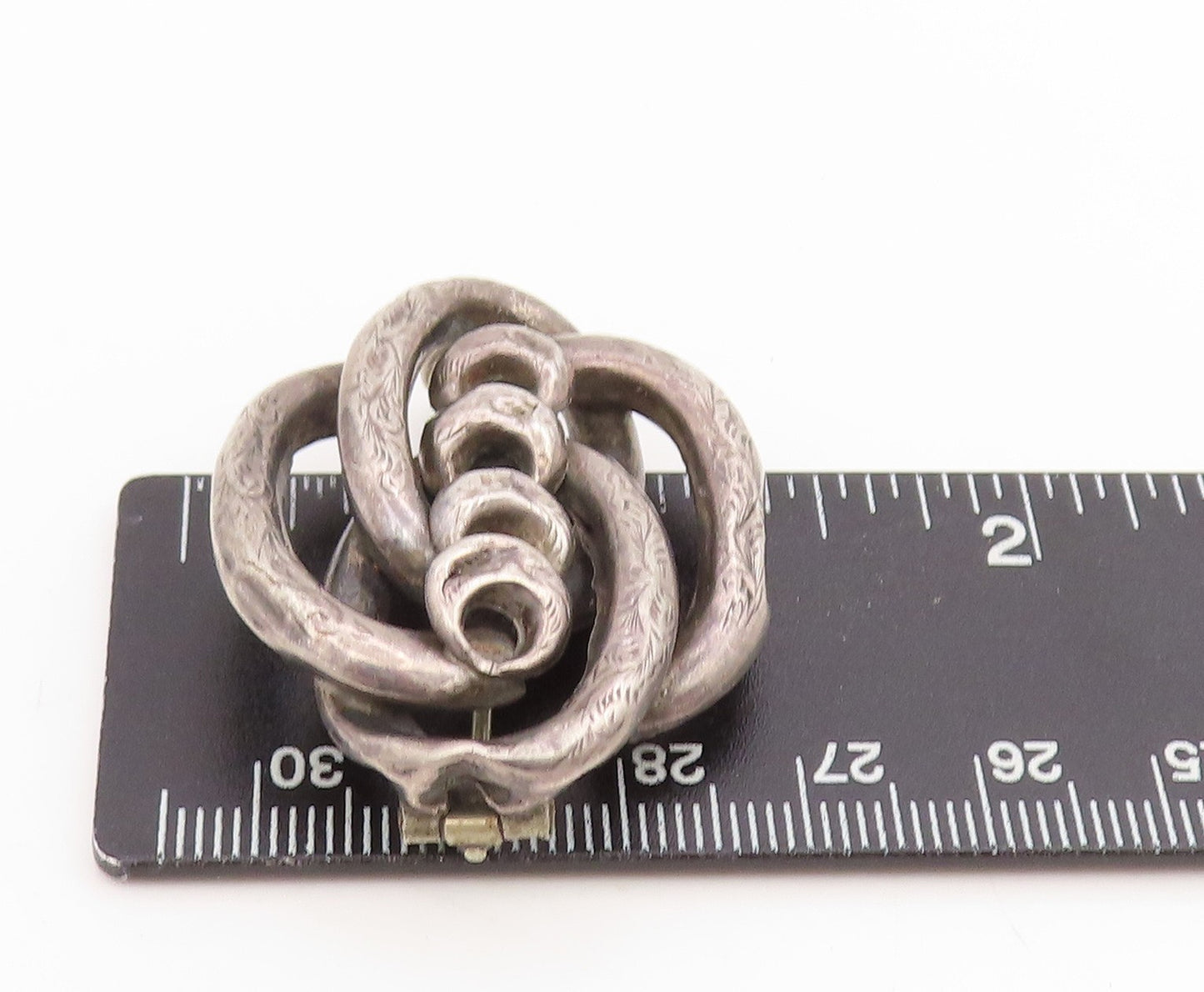 925 Sterling Silver Vintage Brooch Pin Antique Intertwined Knot Design  BP12247