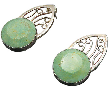 925 Sterling Silver  Vintage Faceted Turquoise Swirl Drop Earrings  EG9090