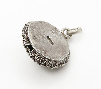 925 Sterling Silver  Vintage Ornate Twist Detail Dome Drop Pendant  PT12508