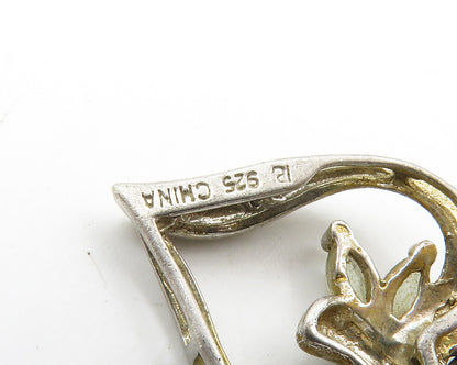 925 Sterling Silver  Vintage Genuine Diamonds Love Heart Pendant  PT11403