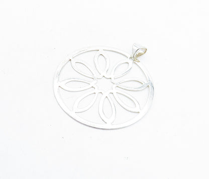 925 Sterling Silver  Shiny Polished Open Flower Design Pendant  PT4646