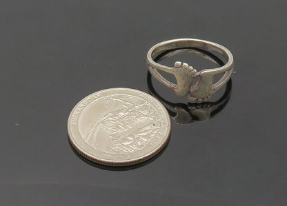 925 Sterling Silver  Vintage Footprints Split Shank Band Ring Sz 8  RG21102