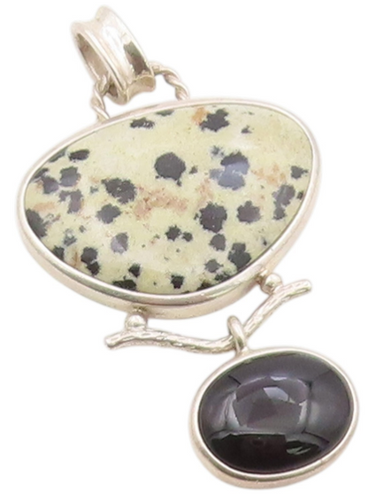 925 Sterling Silver Vintage Pendant WHITNEY KELLY Multi Gemstone Charm  PT26353