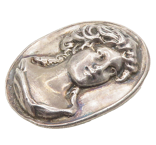 925 Sterling Silver  Vintage Antique Dark Tone Woman's Face Pendant  PT14260
