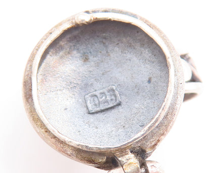 925 Sterling Silver Vintage Pendant Swirly Carved Onyx Box Charm (OPENS) PT22884
