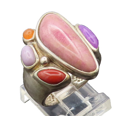 WHITNEY KELLY 925 Sterling Silver Vintage Multi Gemstone Ring Sz 7.5  RG27180