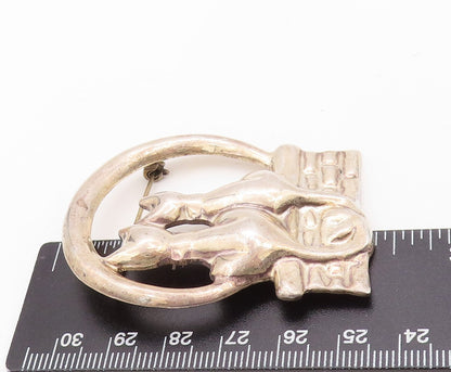 925 Sterling Silver Vintage Brooch Pin MEXICO Solid Cutout Couple Cats  BP11262