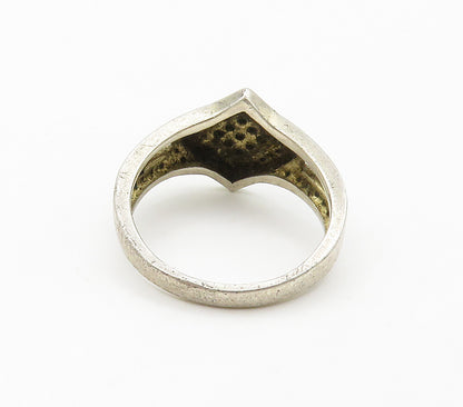 925 Sterling Silver  Vintage Genuine Diamonds Split Band Ring Sz 8  RG15978