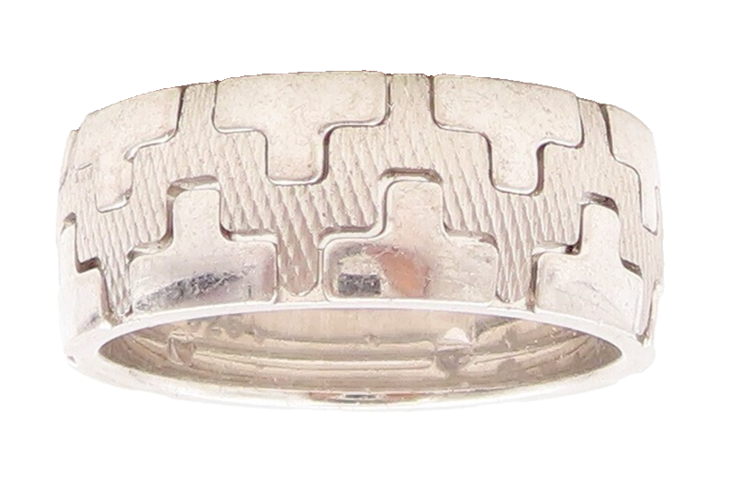 925 Sterling Silver Vintage Ring Brutalist Cutout Box Cut Design Sz 8.5  RG31348