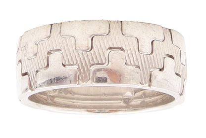 925 Sterling Silver Vintage Ring Brutalist Cutout Box Cut Design Sz 8.5  RG31348