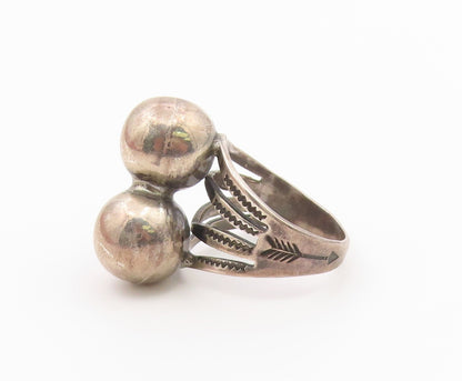 925 Sterling Silver Vintage Ring SOUTHWESTERN Etched Arrow Orb  Sz 6.5  RG36590