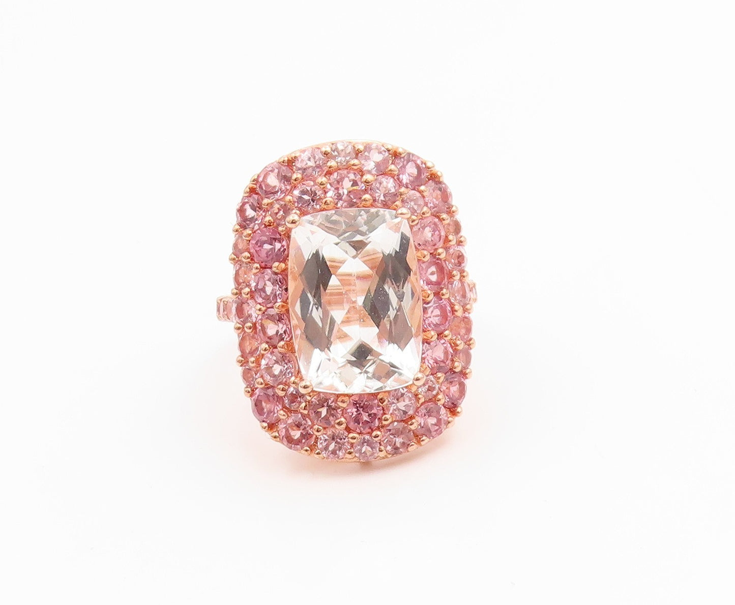 925 Sterling Silver Vintage Ring Rose Gold Plated Real Gemstone  Sz 8  RG35487