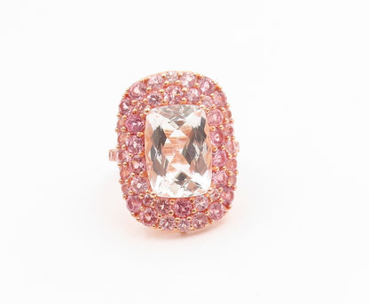 925 Sterling Silver Vintage Ring Rose Gold Plated Real Gemstone  Sz 8  RG35487