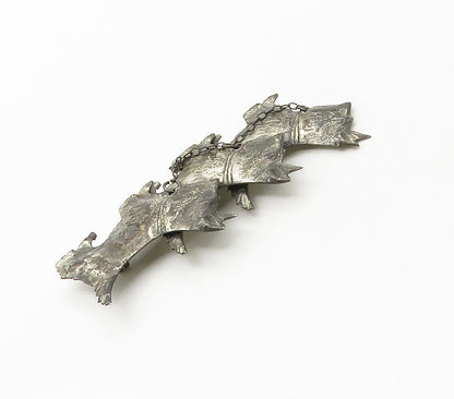 925 Sterling Silver Vintage Oxidized United States Navy Dogs Brooch Pin BP6475