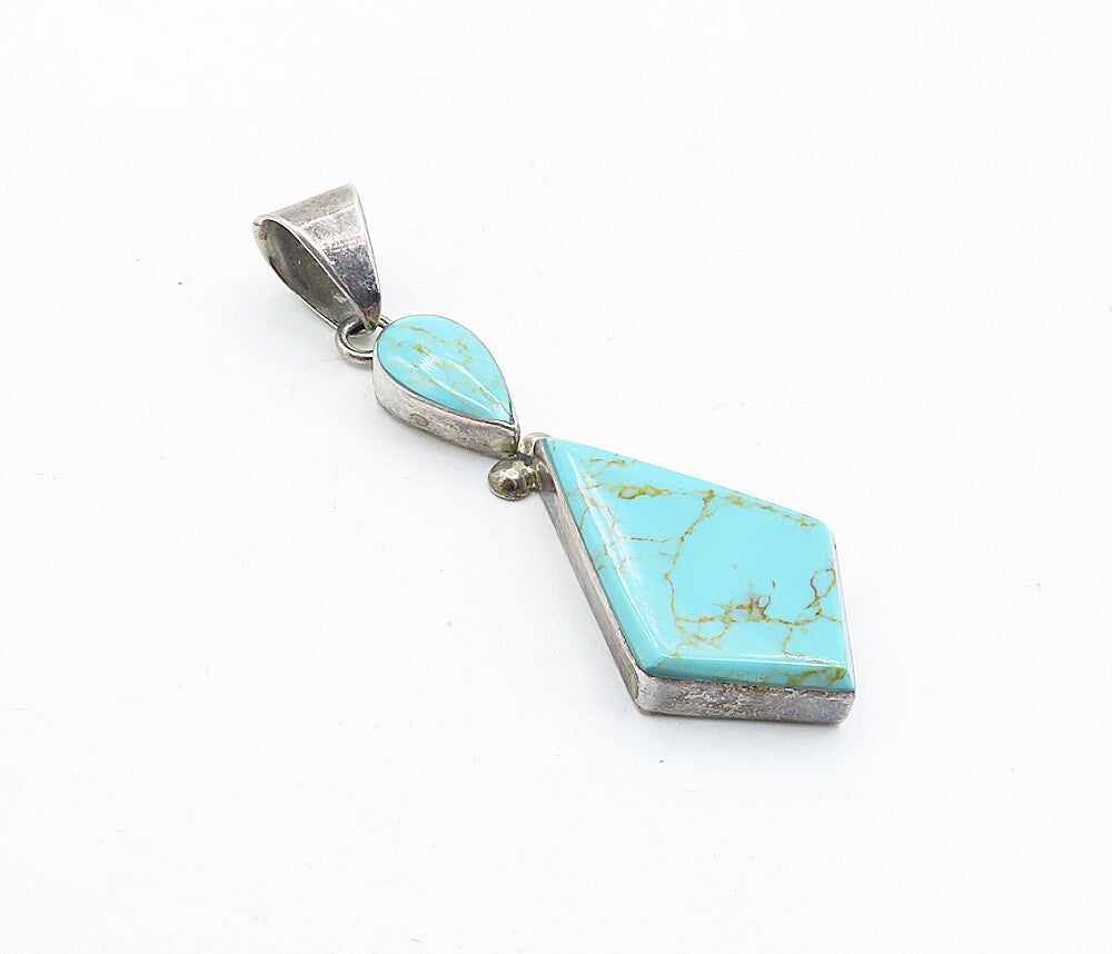 MOB MEXICO 925 Silver Vintage Multi Shape Linked Turquoise Pendant PT3392