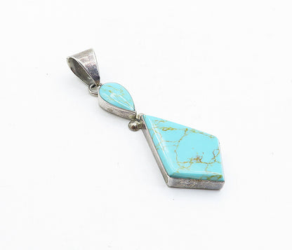 MOB MEXICO 925 Silver Vintage Multi Shape Linked Turquoise Pendant PT3392