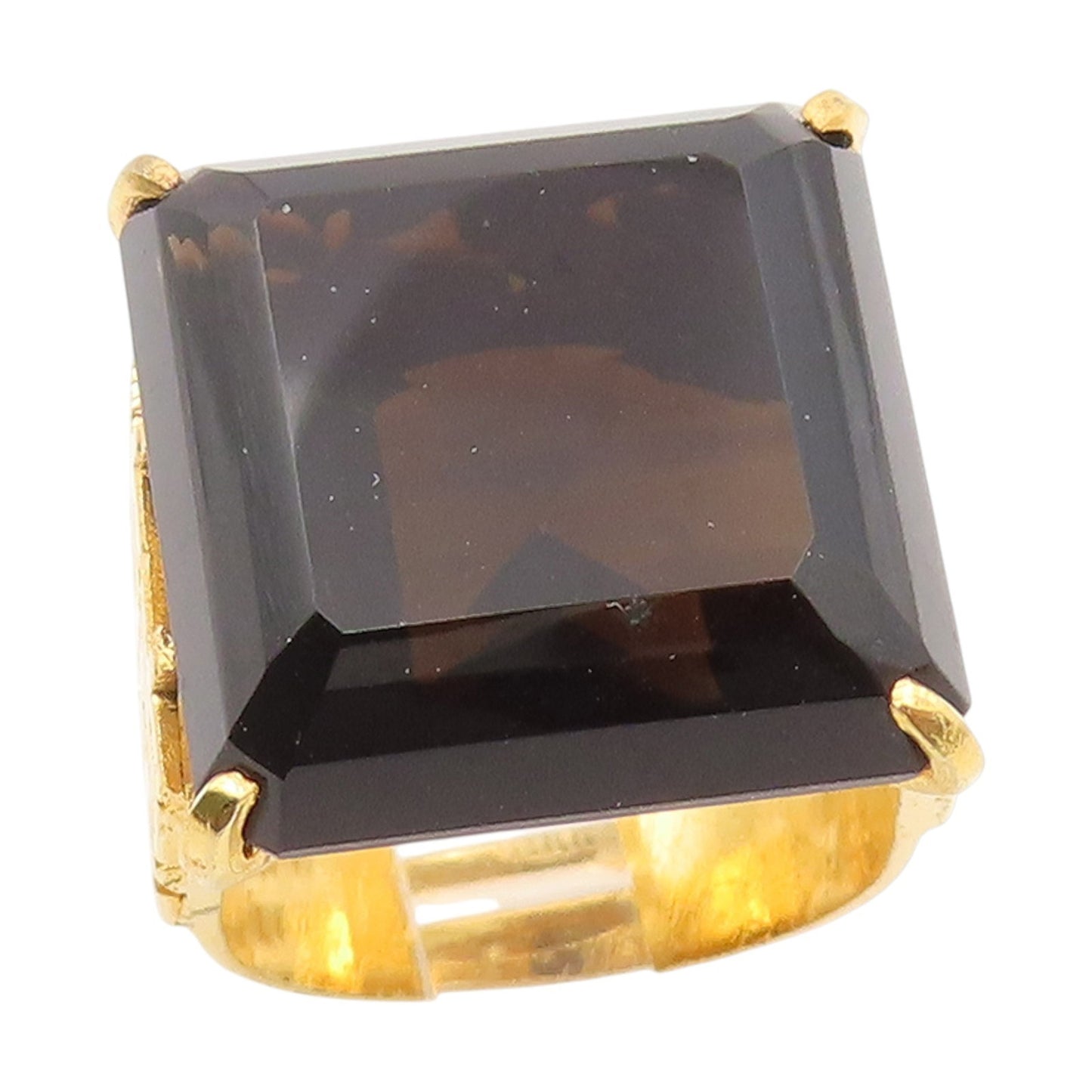 925 Sterling Silver Vintage Ring Gold Plated Smoky Quartz Band  Sz 7  RG34575
