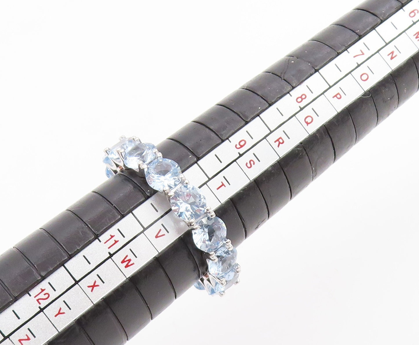 925 Sterling Silver Vintage Ring Round Blue Topaz Eternity Band  Sz 10  RG35007