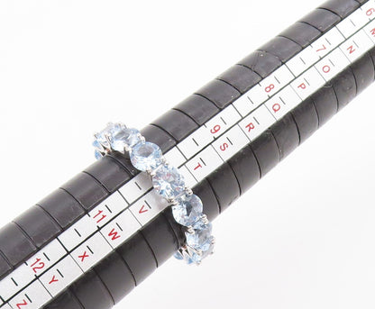 925 Sterling Silver Vintage Ring Round Blue Topaz Eternity Band  Sz 10  RG35007