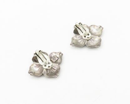 CARSI MEXICO 925 Silver  Vintage Flower Motif Non Pierce Earrings  EG9212