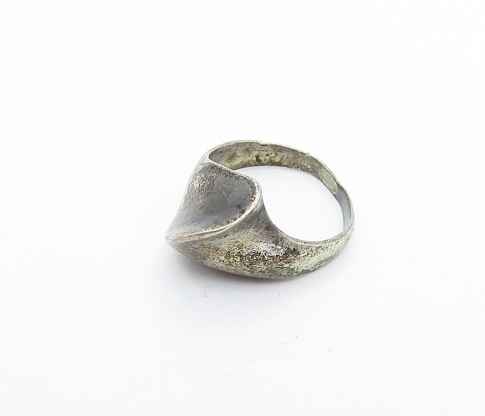 925 Sterling Silver Vintage Dark Tone Modernist Swirl Band Ring Sz 6 RG4126