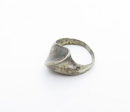 925 Sterling Silver Vintage Dark Tone Modernist Swirl Band Ring Sz 6 RG4126