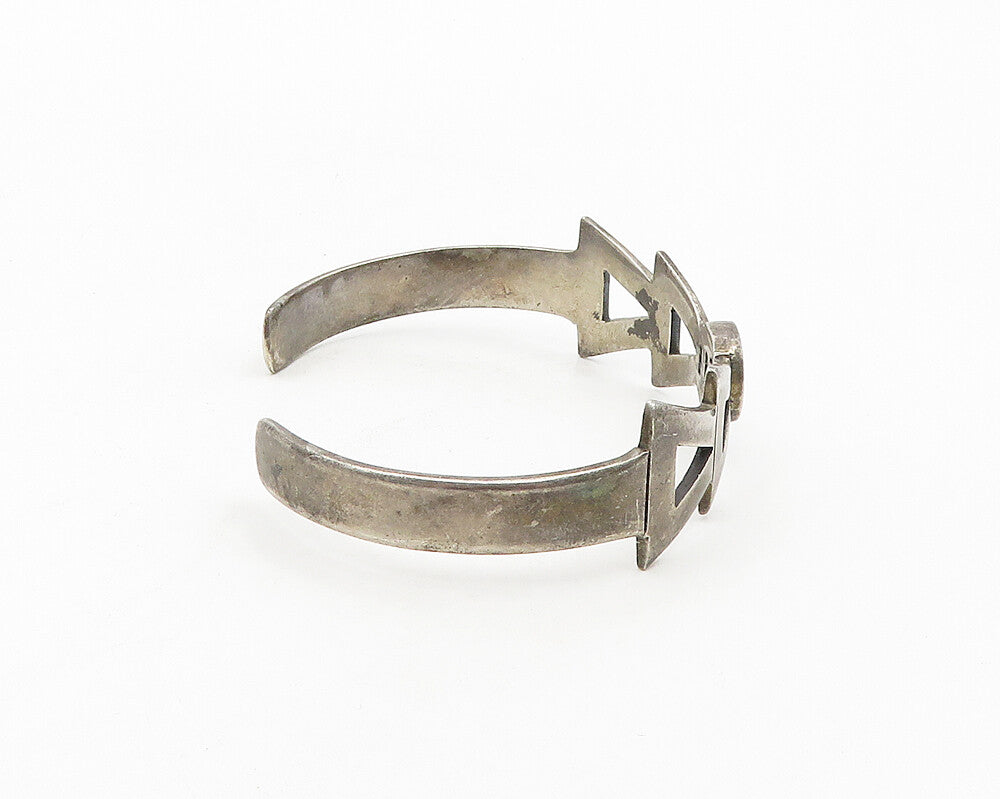 MEXICO 925 Sterling Silver  Vintage Dark Tone Bow Motif Chain Bracelet  BT7611