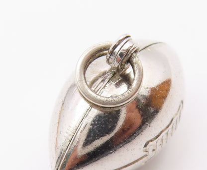 925 Sterling Silver  Vintage Shiny Hollow Football Motif Sport Pendant  PT6988