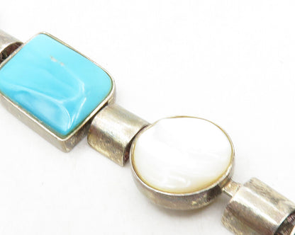 DTR JAY KING 925 Silver  Vintage Mother Of Pearl & Turquoise Bracelet  BT4472