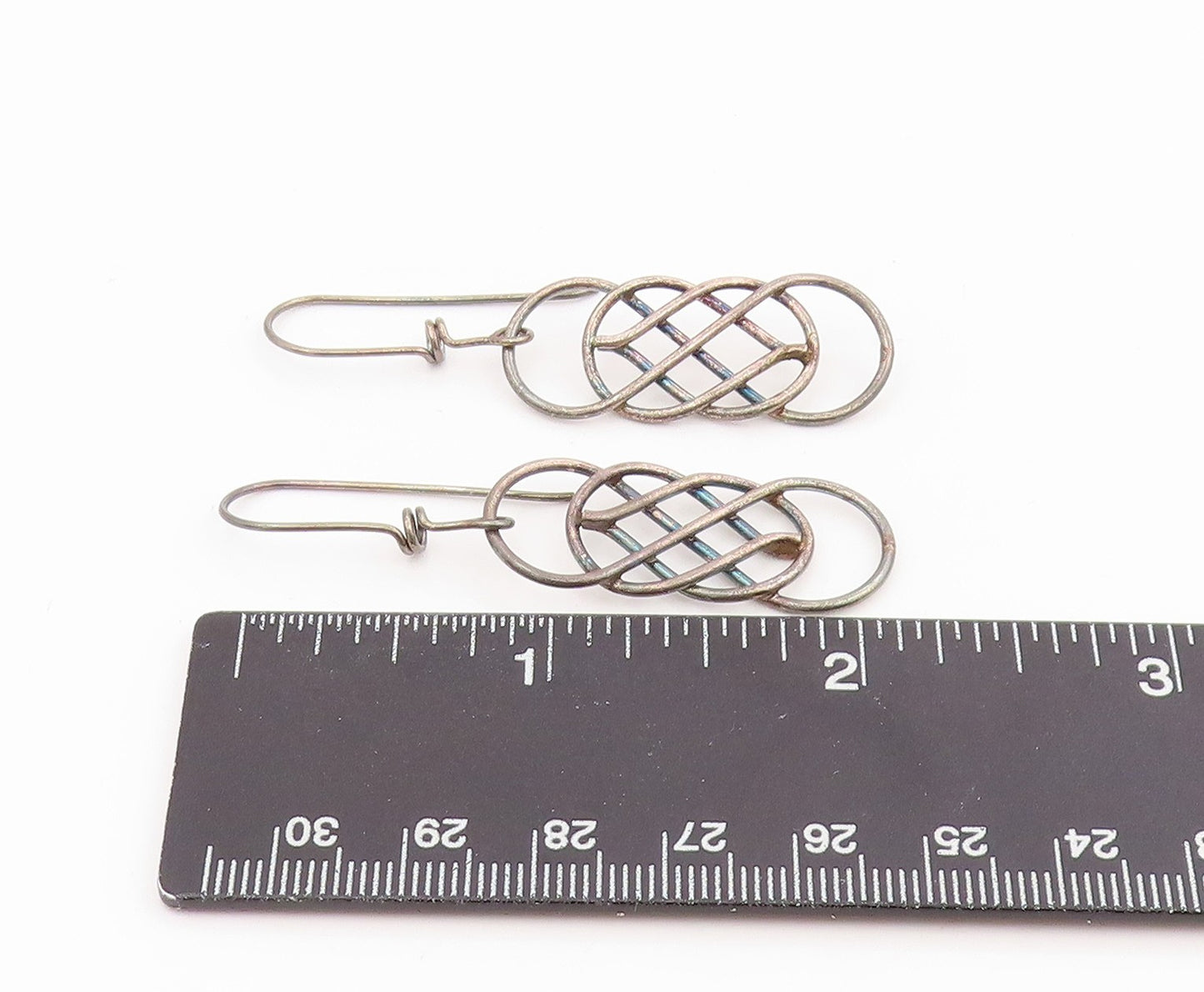 925 Sterling Silver Vintage Earrings Classic Interwoven Celtic Knot Drop EG14270