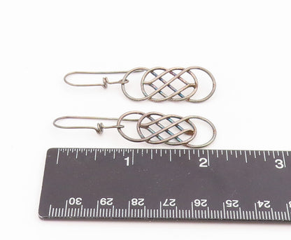 925 Sterling Silver Vintage Earrings Classic Interwoven Celtic Knot Drop EG14270