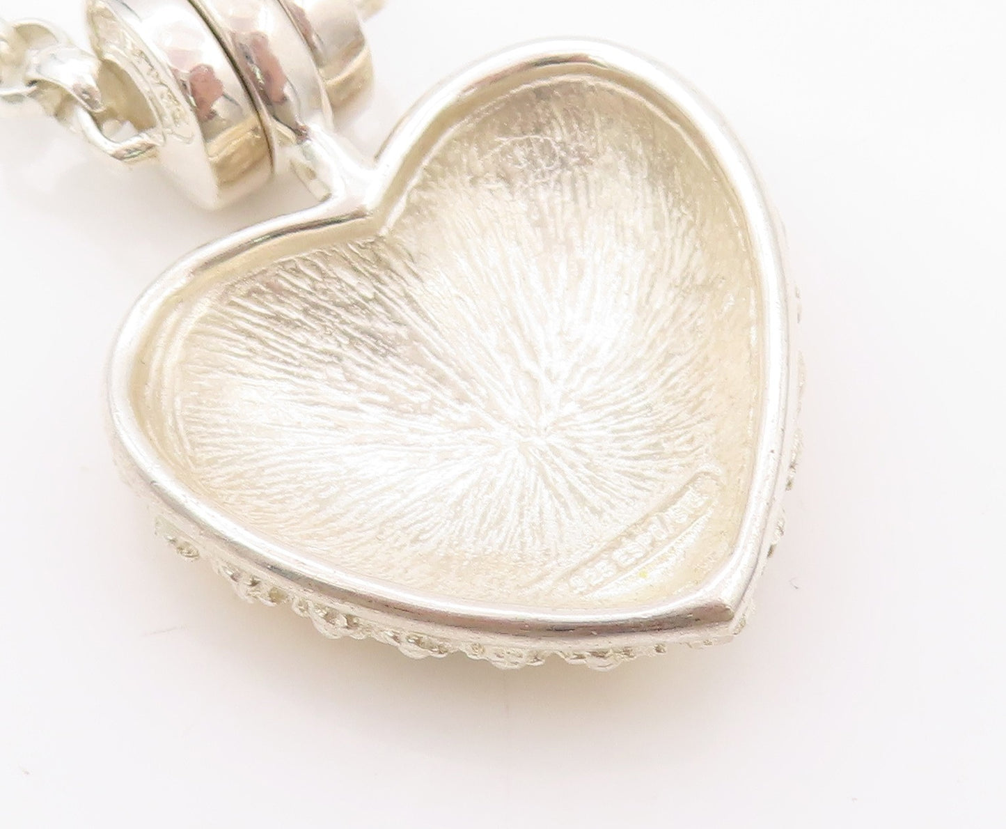 925 Sterling Silver Vintage Necklace ESPO SIG Floral Enameled Heart  NE4502