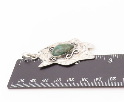 925 Sterling Silver Vintage Pendant Amorphas Turquoise Stamped Design  PT24109
