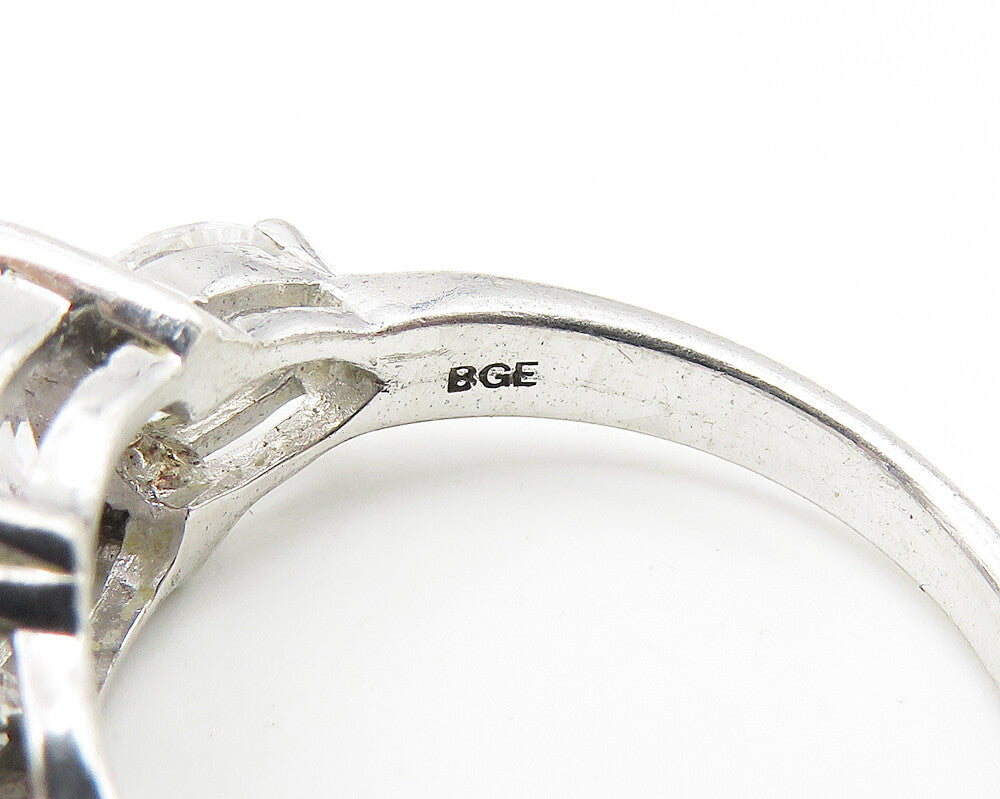 925 Sterling Silver  Sparkling Cubic Zirconia 3 Stone Band Ring Sz 7  RG10660