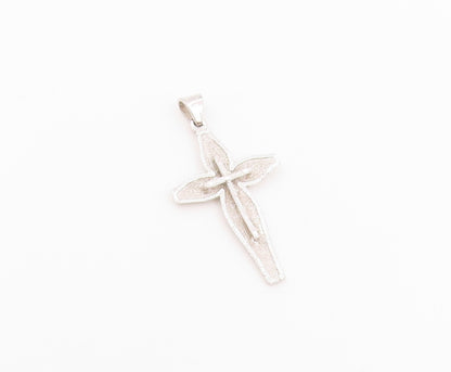 925 Sterling Silver Vintage Pendant Textured Layered Religious Cross  PT26460