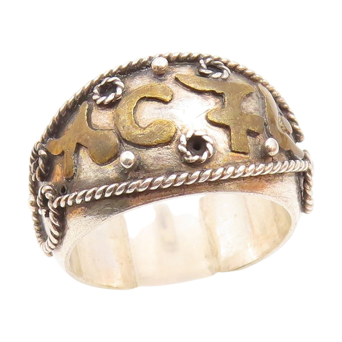 DESIGNER 925 Silver Vintage Rope Twist Swirl Detail Band Ring  Sz 7  RG13161