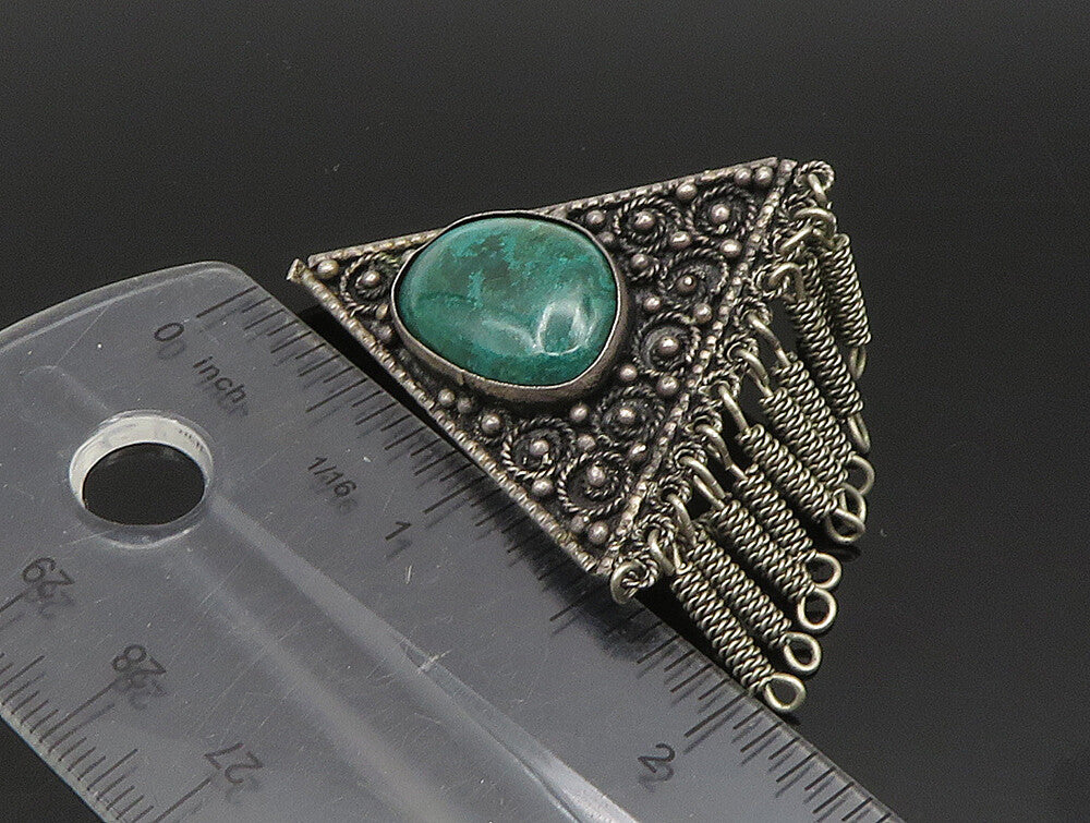 ISRAEL 925 Sterling Silver  Vintage Eilat Stone & Beads Brooch Pin  BP9453