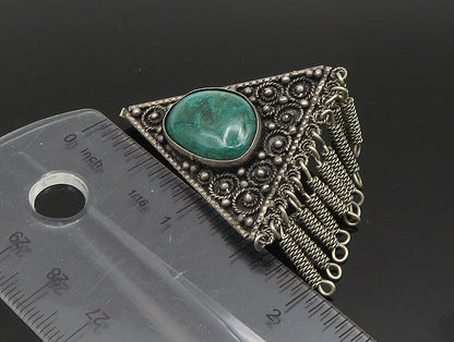 ISRAEL 925 Sterling Silver  Vintage Eilat Stone & Beads Brooch Pin  BP9453