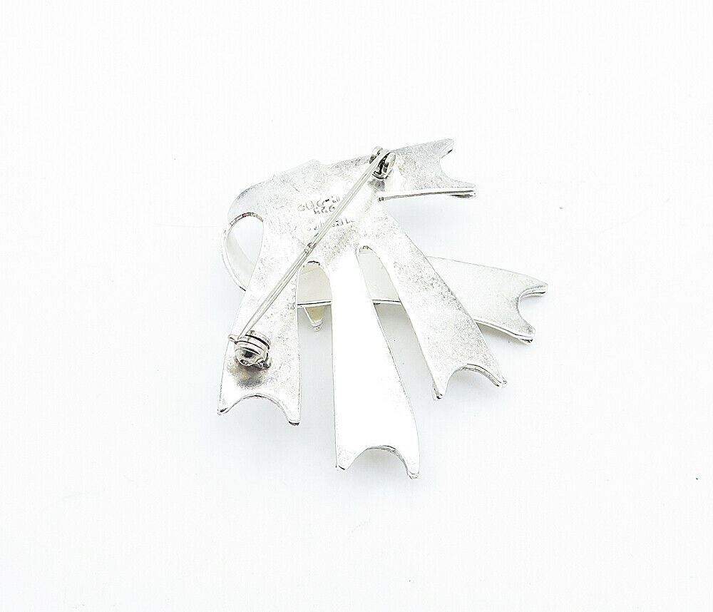 MEXICO 925 Sterling Silver  Vintage Shiny Ribbons Motif Brooch Pin  BP1178