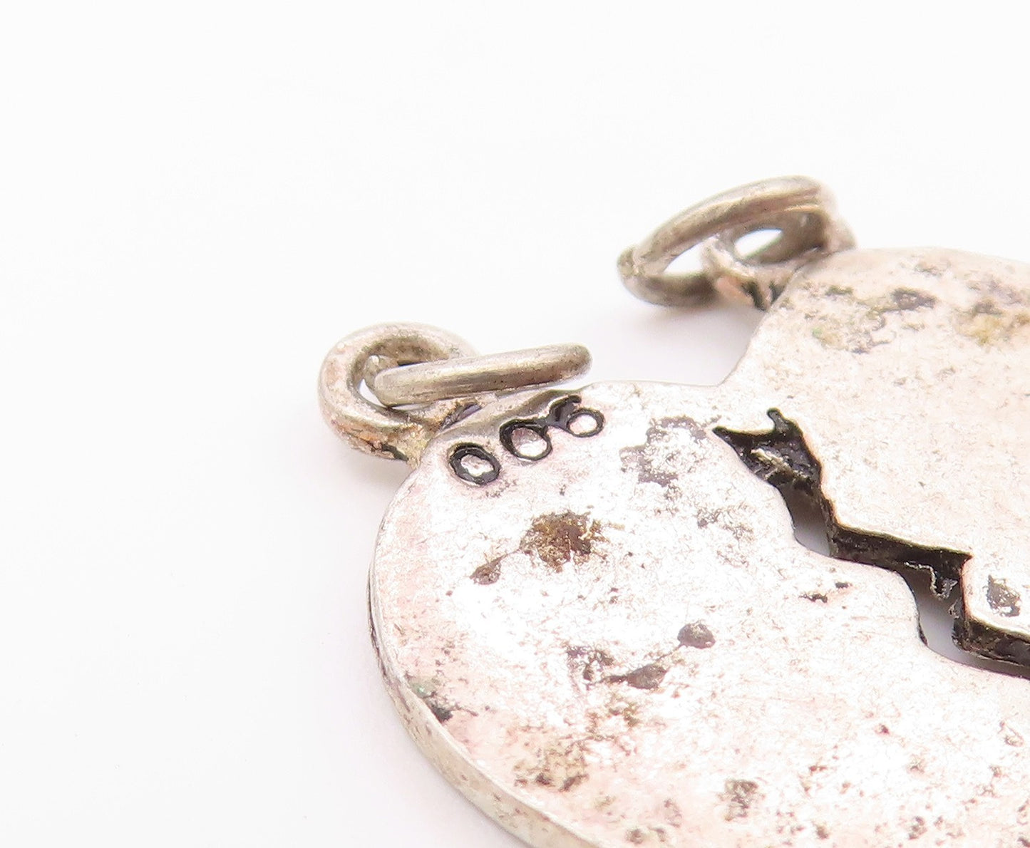 925 Sterling Silver  Vintage Male & Female Symbol Broken Heart Pendant PT18749